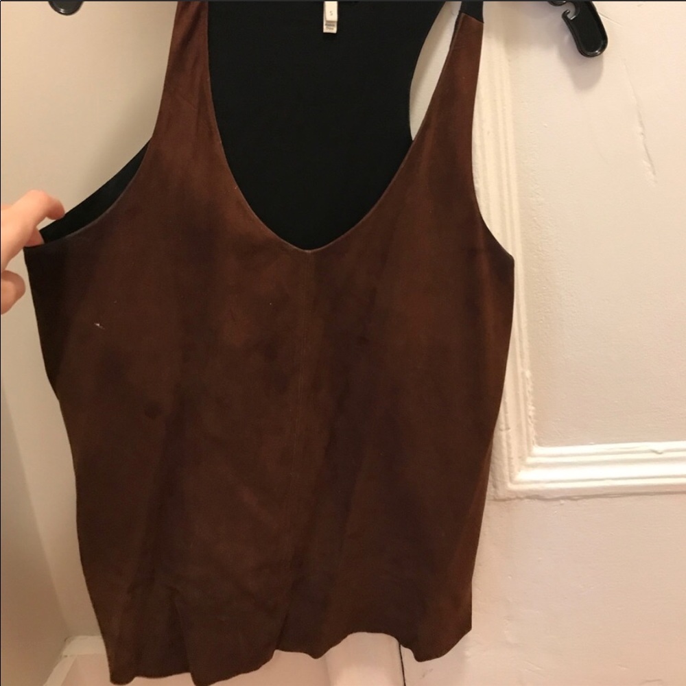 Joie brown suede top with black back